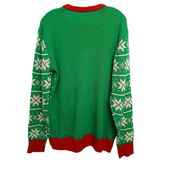 Dr. Seuss The Grinch Ugly Christmas Sweater Men's Size L 42-44 Green Long Sleeve - Picture 4 of 11